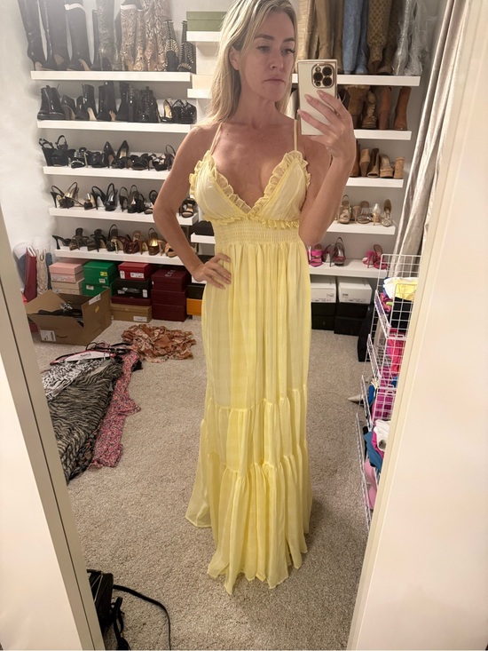Vici Dresses & Skirts - Vici Yellow Ruffle Trim Maxi Dress